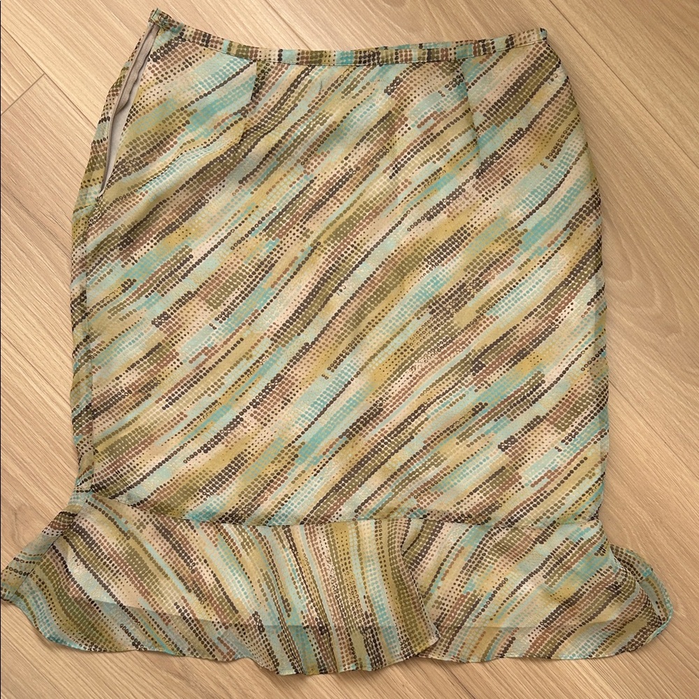Geoffrey Beene Green and Brown Pencil Skirt Y2K